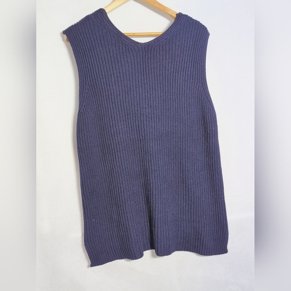 J. Peterman Lexington Sz XL Navy Ribbed Knit Sleeveless Sweater Vest - Picture 3 of 5